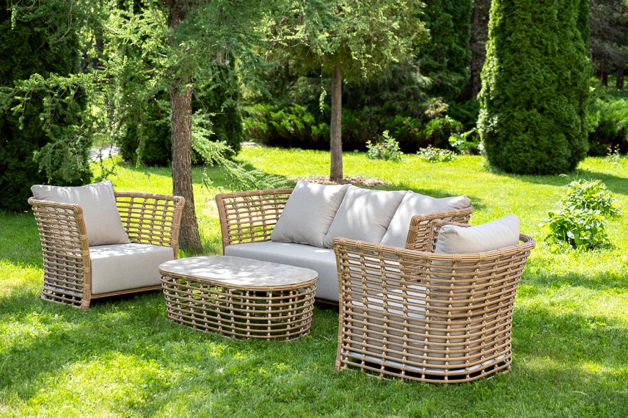 Лаунж-зона из искусственного ротанга Валенсия, цвет соломенный 4sis