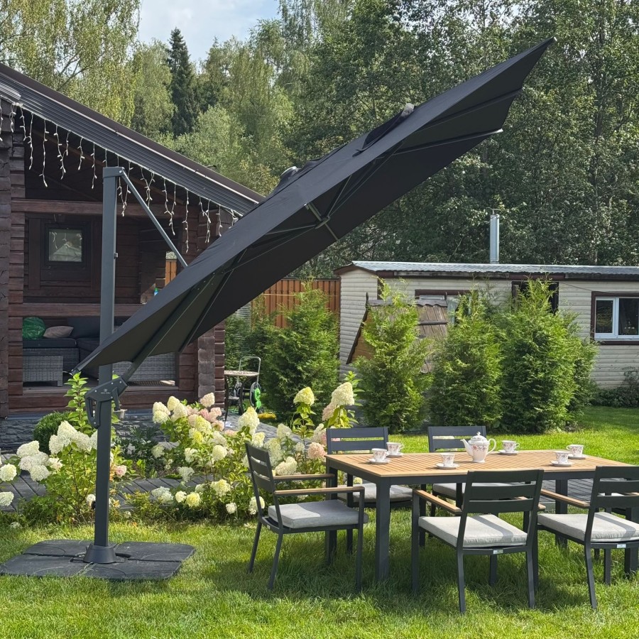 Зонт Sky Black Royal Family квадратный в комплекте с базой, черный