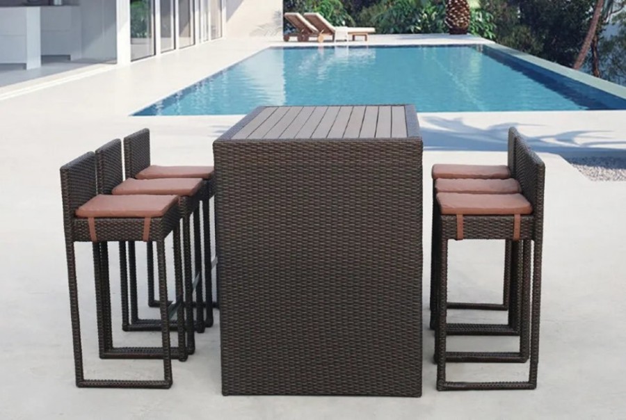 Плетеный барный стул Y390A-W63 Brown Афина