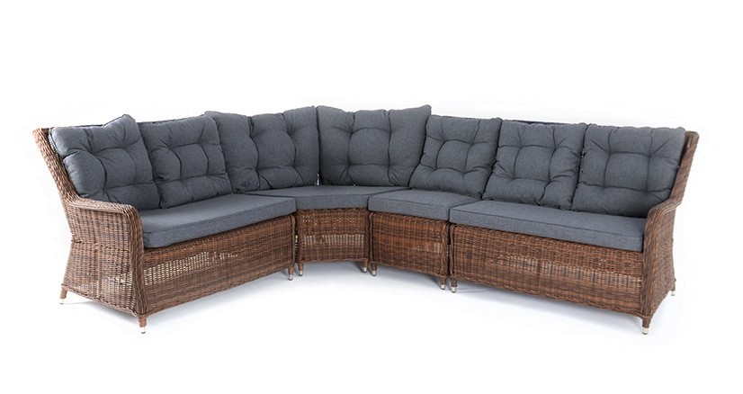 Плетеный центральный модуль дивана Бергамо коричневый 4sis