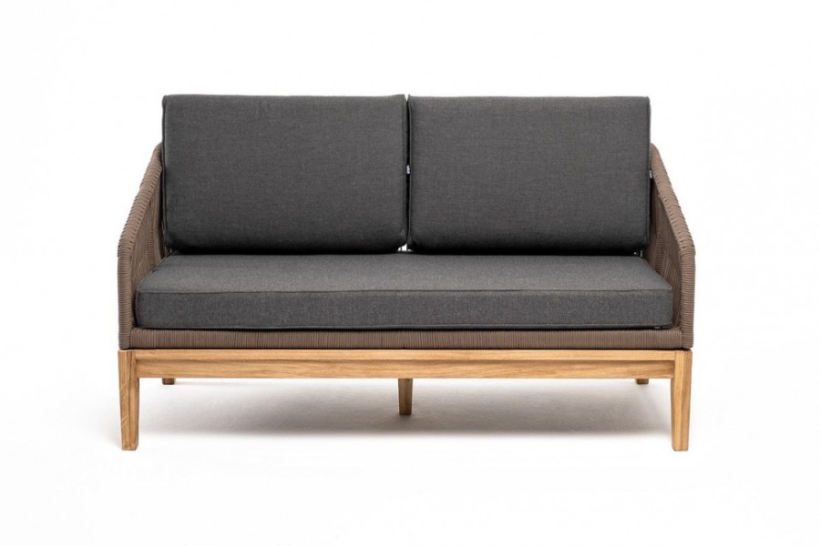 Диван двухместный из роупа Канны, основание из из дуба, серо-коричневый 4sis