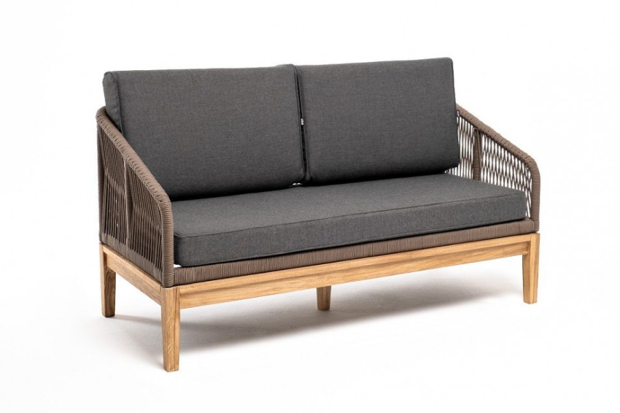 Диван двухместный из роупа Канны, основание из из дуба, серо-коричневый 4sis