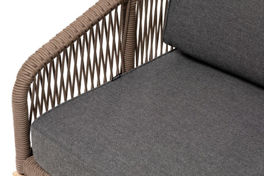 Диван двухместный из роупа Канны, основание из из дуба, серо-коричневый 4sis