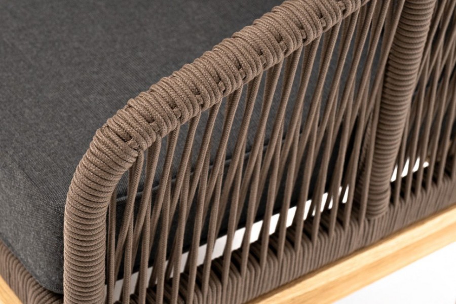 Диван двухместный из роупа Канны, основание из из дуба, серо-коричневый 4sis