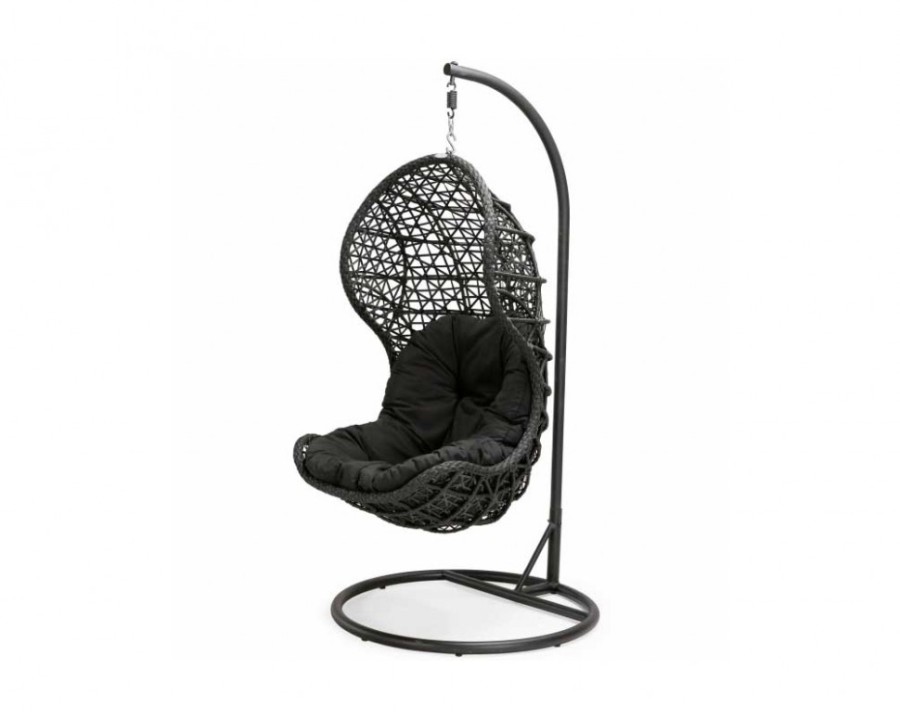 Плетеное подвесное кресло Cand Black Joygarden