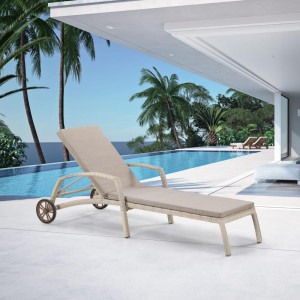 Шезлонг-лежак плетеный A35A2-W53 Latte с матрасом Афина