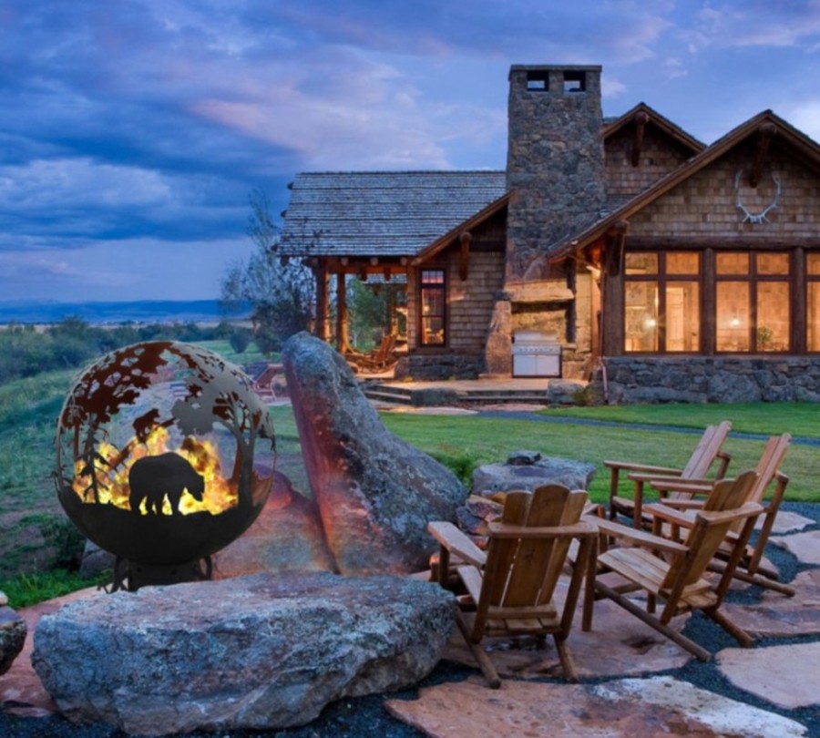 Уличный очаг сфера Три медведя Горыныч