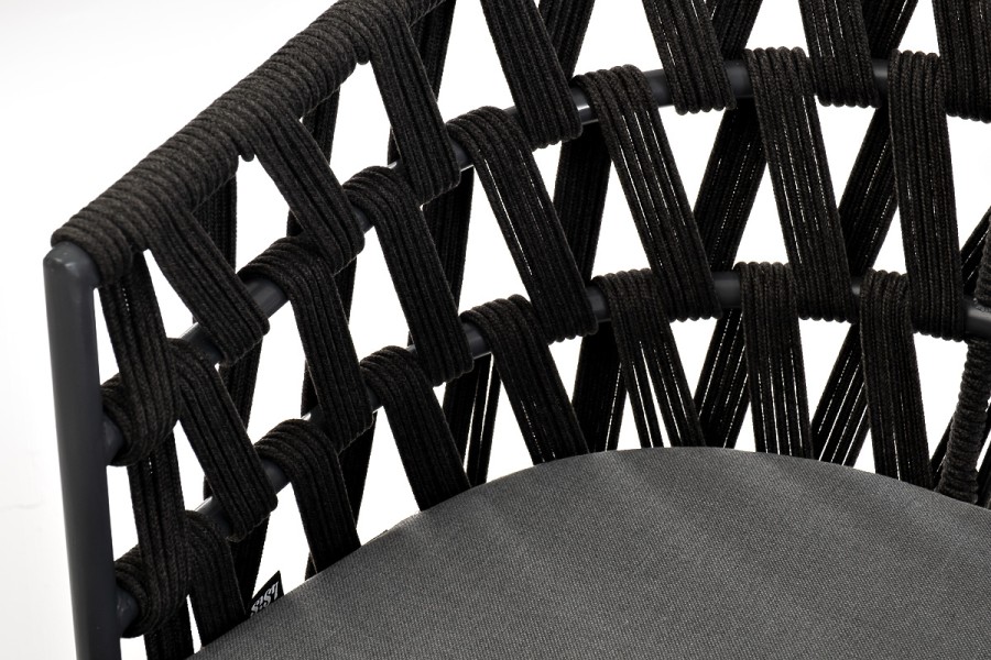 Плетеный стул из роупа Диего, основание дуб, темно-серый 4sis