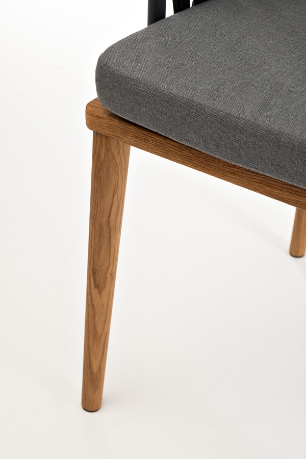 Плетеный стул из роупа Диего, основание дуб, темно-серый 4sis