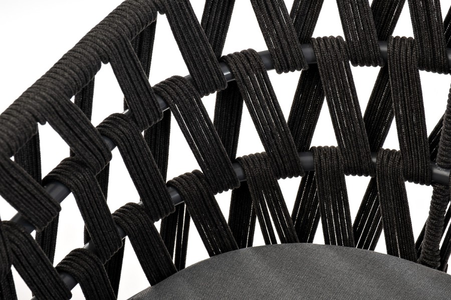 Плетеный стул из роупа Диего, основание дуб, темно-серый 4sis