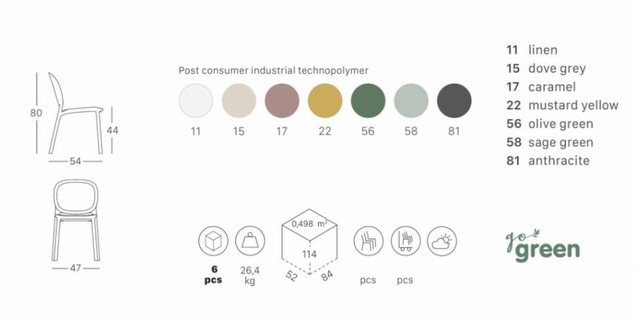 Стул пластиковый Hug тортора Go Green Garden