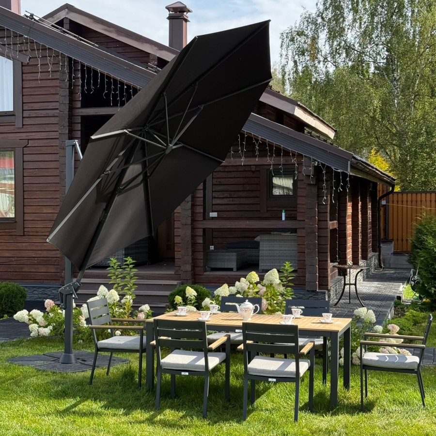 Зонт Sky Black Royal Family круглый в комплекте с базой, черный
