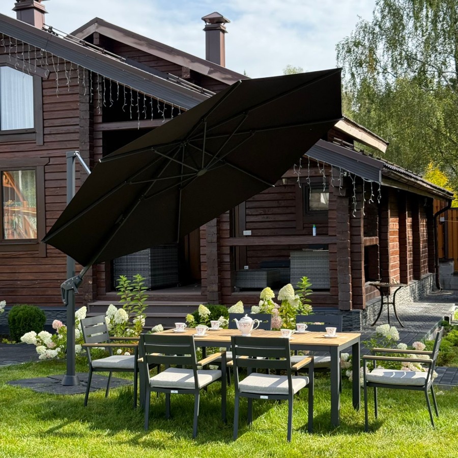 Зонт Sky Black Royal Family круглый в комплекте с базой, черный