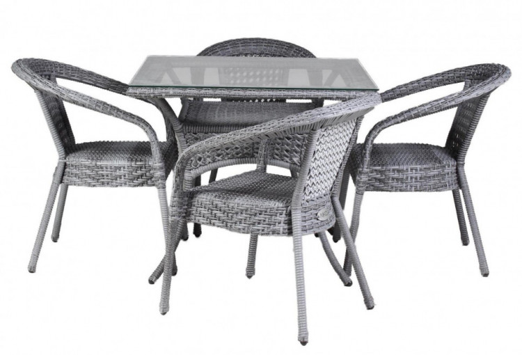 Комплект DECO 4 с квадратным столом серый Aiko