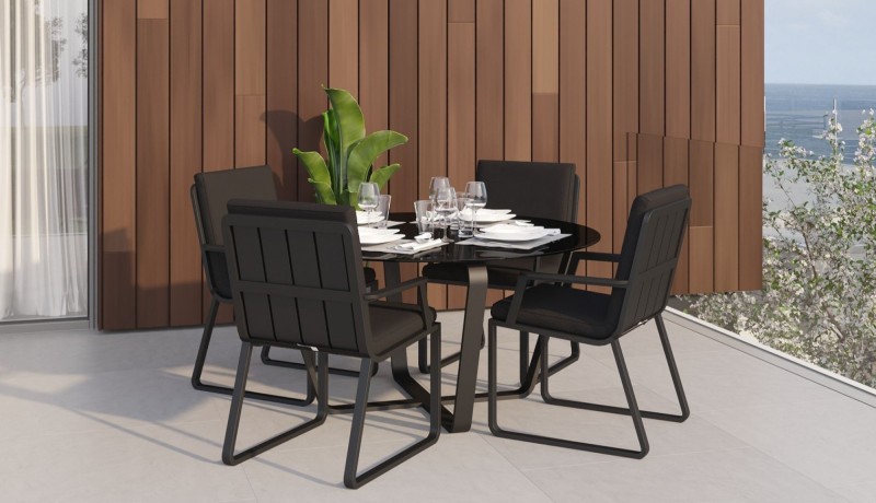 Обеденная группа Primavera-2 серо-черная Gardenini
