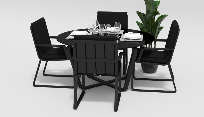 Обеденная группа Primavera-2 серо-черная Gardenini