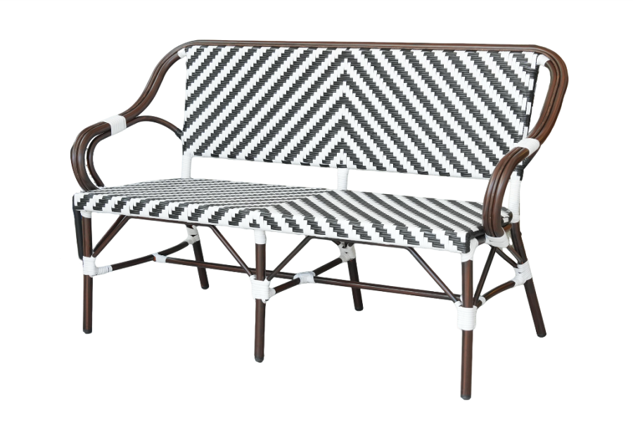 Диван двухместный из искусственного ротанга Кабри, цвет черно-белый