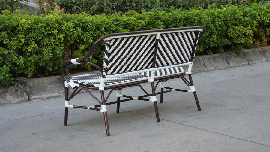 Диван двухместный из искусственного ротанга Кабри, цвет черно-белый