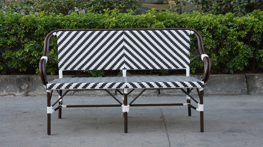 Диван двухместный из искусственного ротанга Кабри, цвет черно-белый