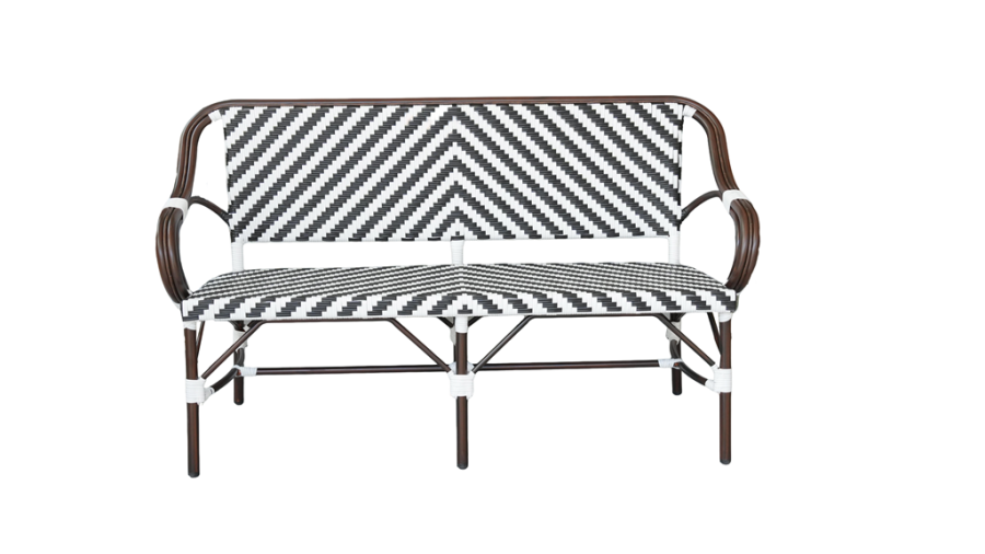 Диван двухместный из искусственного ротанга Кабри, цвет черно-белый